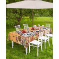 thumbnail image 4 of Outdoor Tablecloth with Umbrella Hole & Zipper, Thanksgiving Gnomes Rectangle Tablecloth 60x120 Inch, Orange Pumpkins Fall Maple Leaves Patio Table Cover Waterproof Table Cloth for Picnic, 4 of 6
