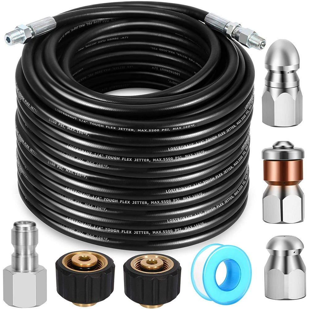 LOSTRONAUT Sewer Jetter Kit Drain Cleaner Clog Remover Tool, Includes