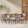 thumbnail image 2 of GDF Studio Carnelian Wood and Fabric 7 Piece Dining Set, Walnut, Light Beige, 2 of 6