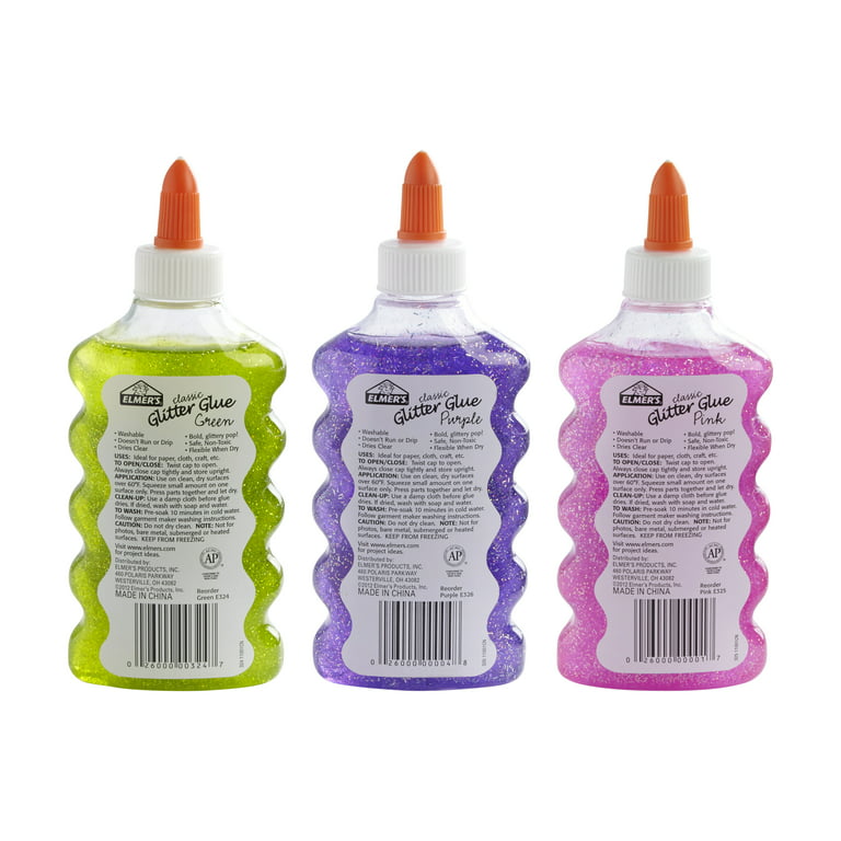 Elmer's Liquid Glitter Glue, Washable, Assorted Colors, 6 Ounces Each, 3  Count