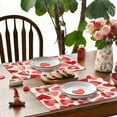 thumbnail image 3 of Heart Print Burlap Placemats for Valentine’s Day Table Decor – Farmhouse Style Indoor/Outdoor Mats for Holiday, Anniversary & Home Party Dining Settings,Pink, 3 of 6