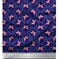 thumbnail image 1 of Soimoi Blue Japan Crepe Satin Fabric Flower & Butterfly Print Sewing Fabric BTY 42 Inch Wide, 1 of 3