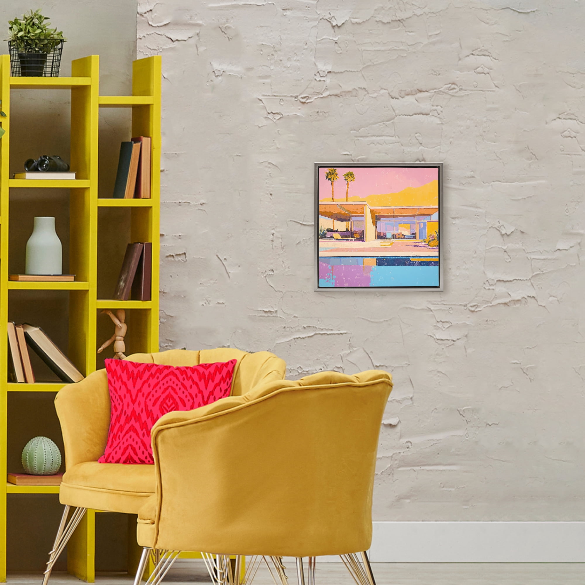 Stupell Industries Vivid Villa at Sunset Gray Framed Floater Canvas Wall Art, design by Walker Noble