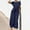 Dark Blue, variant on Women's Cotton Elegant Crew Neck One Piece Jumpsuits Dressy Casual Short Sleeve Wide Leg Long Pants Rompers