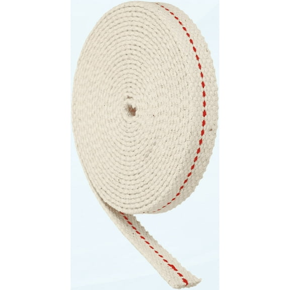 Oil Lamp Wick 1/2 Inch Flat Wide 10 Foot Cotton Lanterns Wick with Red Stitch for Kerosene Burner Lighting
