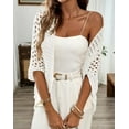 thumbnail image 2 of Elegant Women's Crochet Cardigan - Lightweight Open-Front Knit Sweater with Eyelet Design, Perfect for Spring/Summer/Fall, Available in White or Black, Seasonal Fashion, 2 of 5