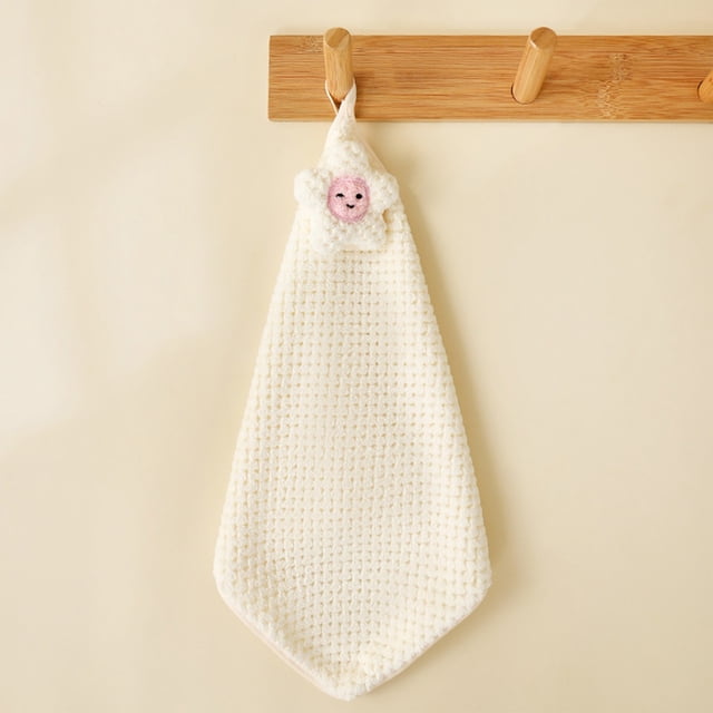Toallas De Poliéster Toalla absorbente gruesa de coral con diseño de girasol para limpieza de cocina, color blanco, ideal como recuerdo de boda (1 unidad) JASKFLY