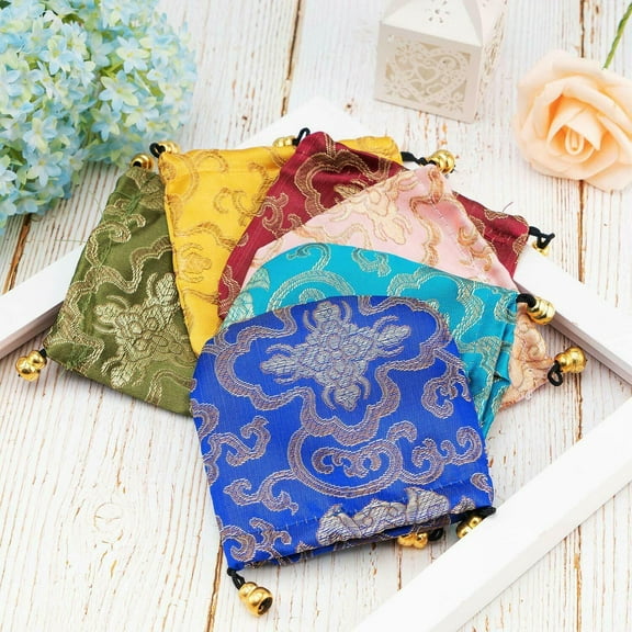 16 Silk Brocade Jewelry Pouch Bag Drawstring Coin Purse Gift Bag Value Set