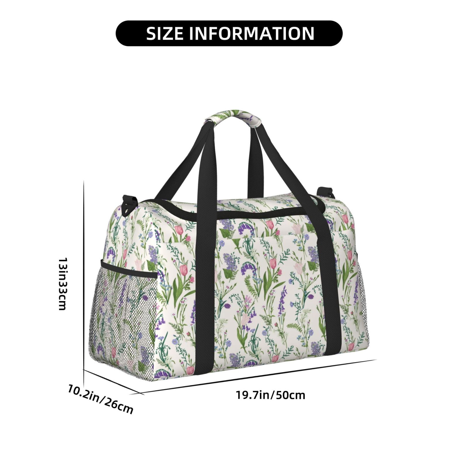Fuzoiu Wisteria Flower Print Travel Duffle Bag,Carry On Tote Bags,Duffel Bag,Sport Gym Bag, Hospital Bag for Labor and Delivery, Overnight Bag,Luggage Bag