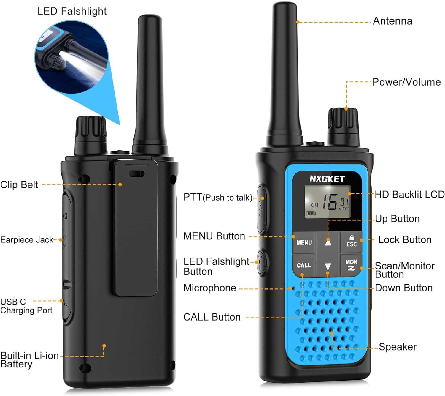 Walkie Talkie, NXGKET Walkie Talkies for Adults, NOAA 22 Channel