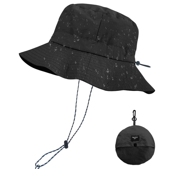 Quick Dry Waterproof Packable Bucket Hat for Women Men Outdoor Sun Hats with Detachable Chin Strap