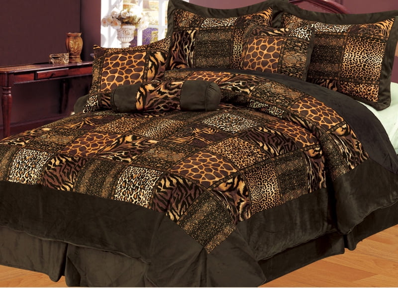 11 Piece Safari Brown Patchwork Micro Suede Bed In A Bag W 300tc 11 Piece Safari Brown Patchwork Micro Suede Bed In A Bag W 300tc Sheet Set Com