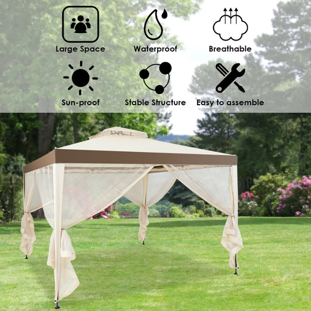 Aimee Lii Canopy Gazebo Tent Shelter Garden Lawn Patio with Mosquito Netting, Backyard Canopy Gazebo for Party Wedding BBQ Events, Beige Aimee Lii Canopy Gazebo Tent Shelter Garden Lawn Patio with Mosquito Netting, Backyard Canopy Gazebo for Party Wedding BBQ Events, Beige