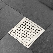 Cfowner 6" Shower Drain with Square Hole Pattern, Brushed Nickel