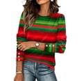 thumbnail image 2 of Women'S Striped Long Sleeve Crew Neck Sweatshirt Pullover Top Loose Fit Casual Fall Going-Out Lounge Outfits, 2 of 5