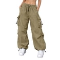 thumbnail image 4 of Womens Cargo Pants Lightweight Baggy Hiking Parachute Pant with Pockets Workout Athletic Casual Trouser Outdoor 2026, 4 of 5