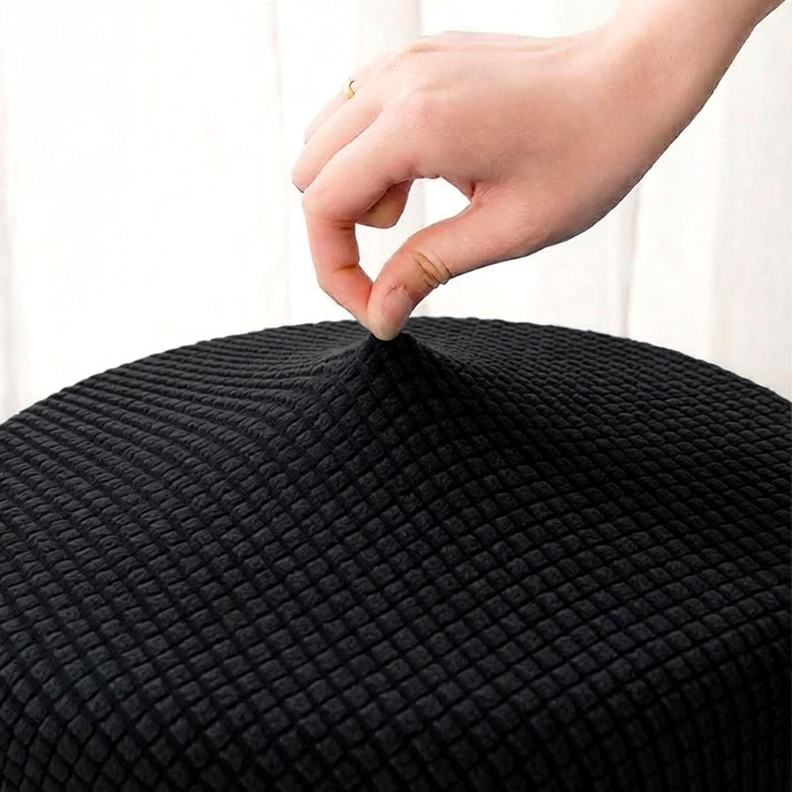 Give Corn kernel leather cover,Round Shape Adjustable Salon Stool with Back and Line, Black