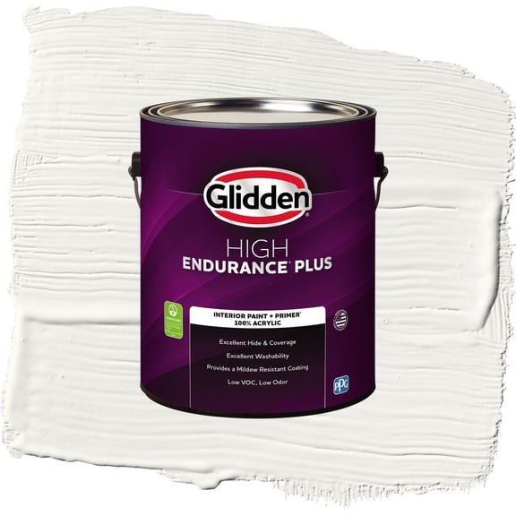 Glidden HEP Commercial White / White Flat Interior Paint with Primer, 1 Gallon
