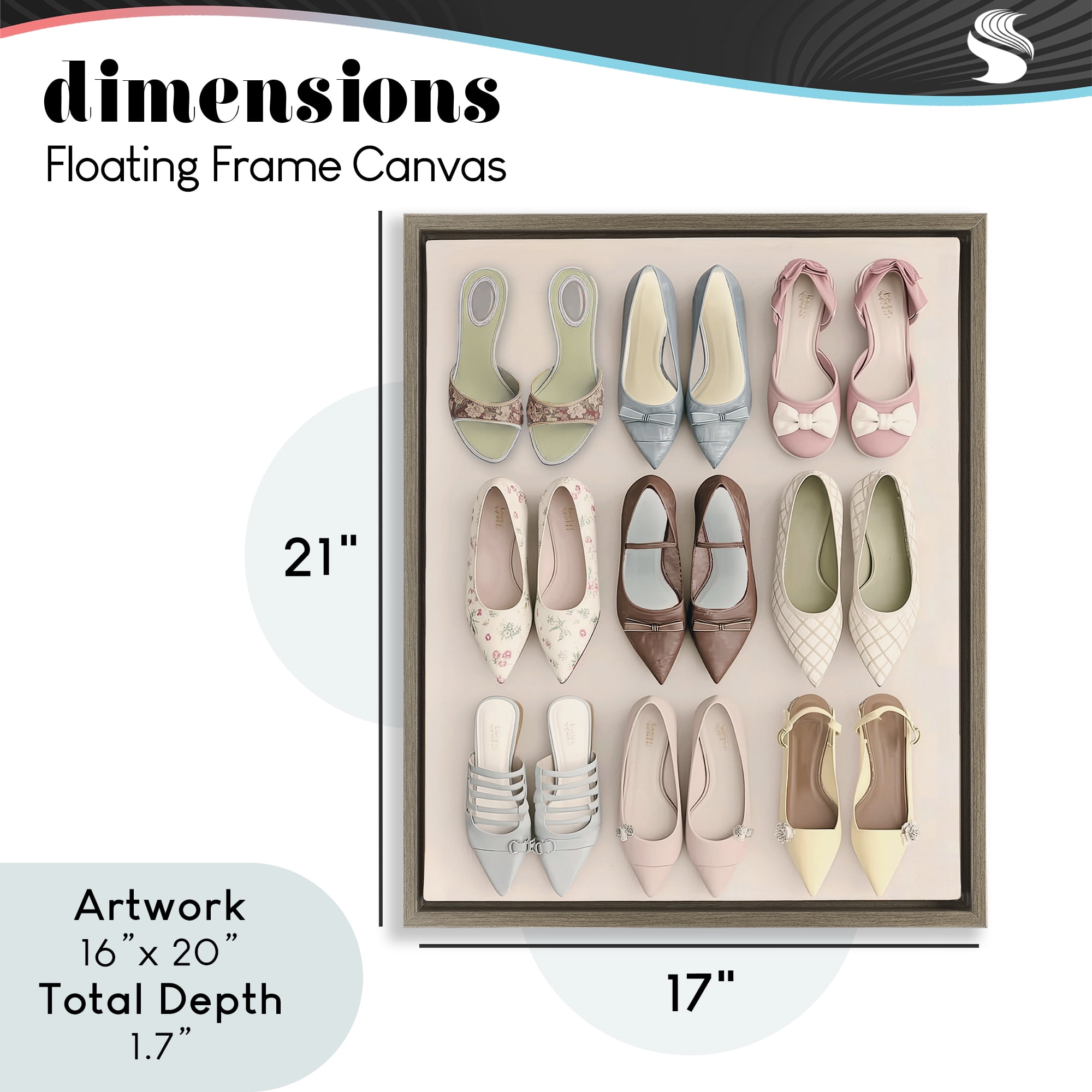 Beatrice's Closet Shoes Brown Framed Floater Canvas Wall Art, design by Annabelle Hall