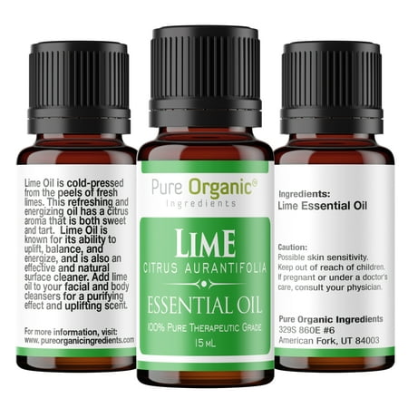 - Lime Pure Essential Oil 15 mL by Pure Organic Ingredients, Powerful, Energizing Aromatic, All Natural, No Fillers, Non-Toxic, Convenient Dropper Cap Bottle