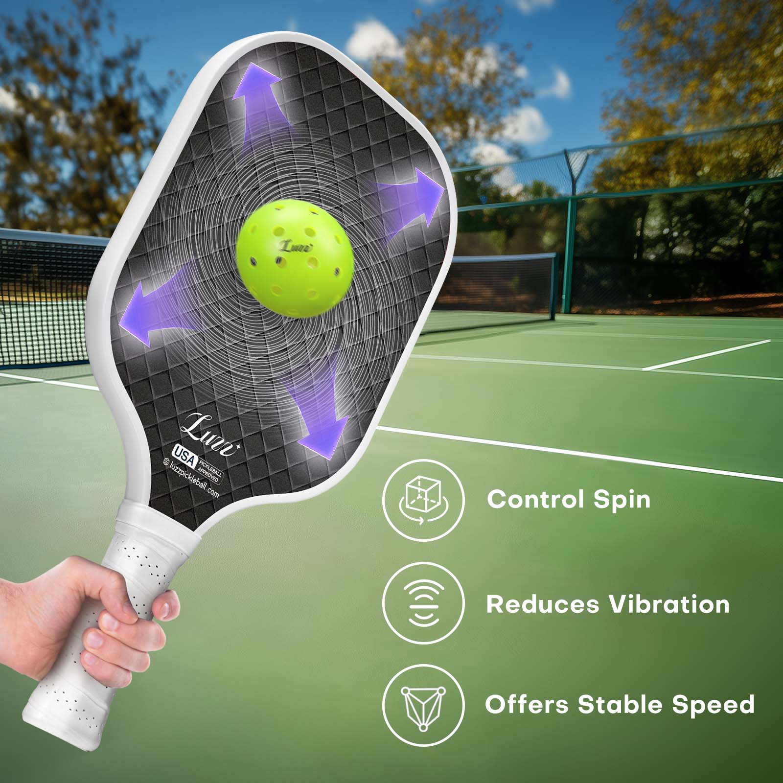 LUZZ Carbon Fiber Pickleball Paddle Set of 2 with 4 Balls and Carry Bag, USAPA Approved, T705 Pickle Ball Rackets for All Skill Level