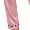 thumbnail image 5 of CAZOFW Womens Pjs,Satin Button up Short Sleeve Top Long Pants Set,Silky Lounge Sleepwear Sizes M-5X, 5 of 5