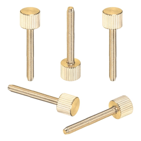Uxcell 5-Pack Knurled Thumb Screws, M4x30mm Solid Brass Flat Head Knobs Bolts