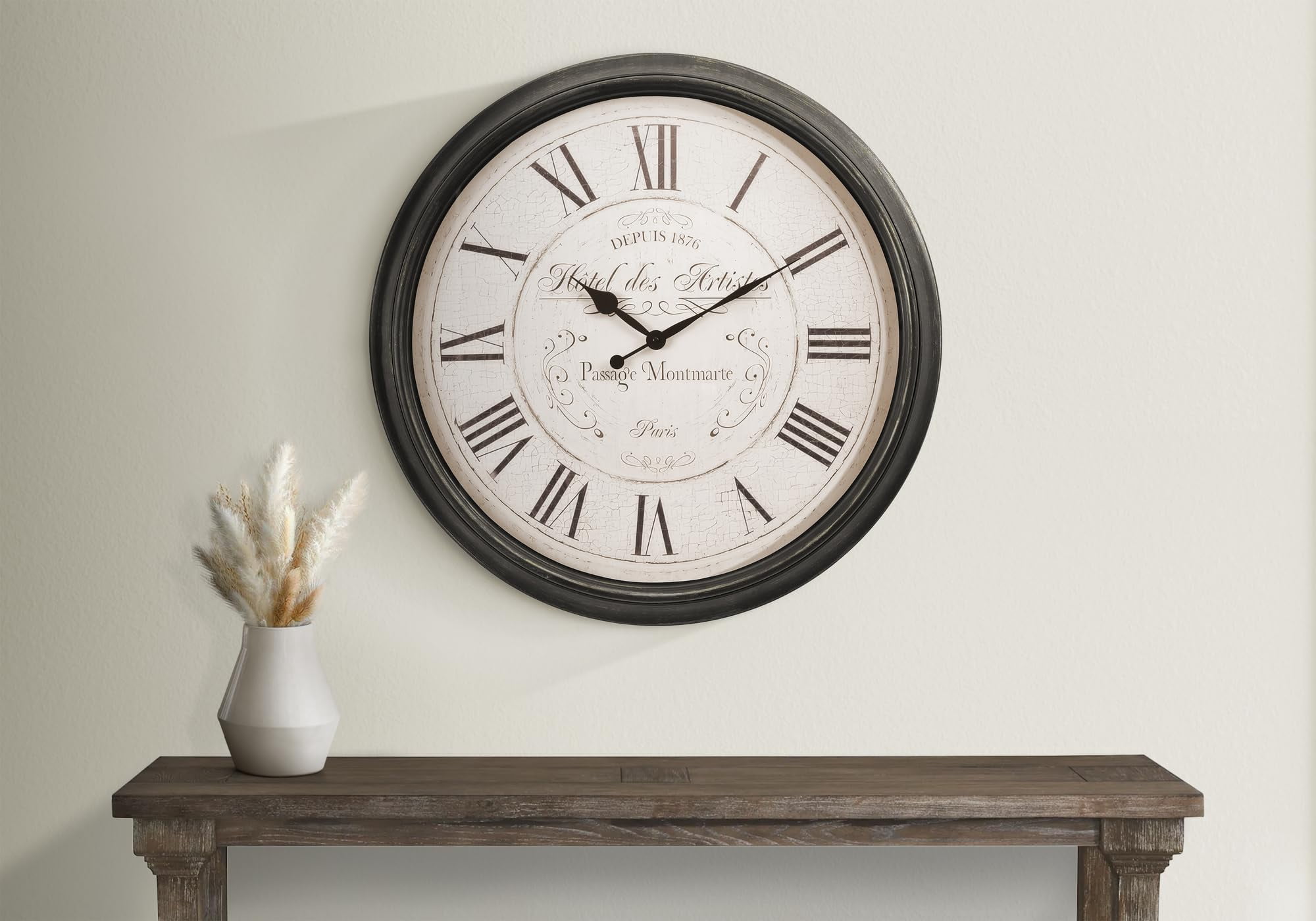 Clocks - 30" Round - Large Oversized - Wall Clock - Brown - Transitional