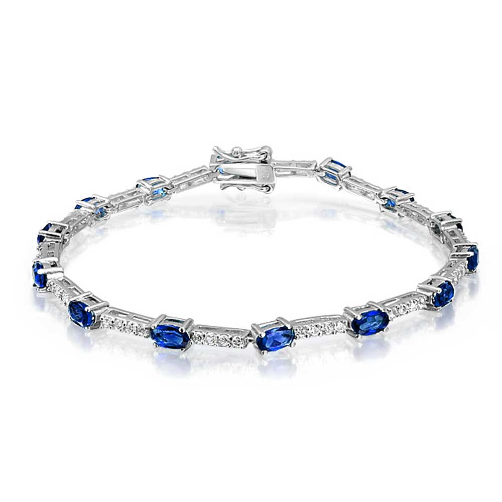 Bling Jewelry 925 Sterling Thin Simulated Sapphire Cubic Zirconia Oval Tennis Bracelet 7in by Bling Jewelry