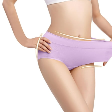 GZWYHT Womens Underwear Clearance Cotton Underwear Womens High Waisted Cotton Underwear Ladies Soft Full Briefs Panties Seamless Underwear Cheeky Underwear No Show Underwear Purple XL
