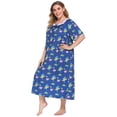 thumbnail image 6 of Women's Plus Size Nightgowns Floral Printed Long Sleepdress Lace Trimmed Neckline Nightshirts Soft Nightgowns Comfy Short Sleeve Ladies Sleepwear Gown, 6 of 6