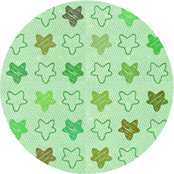 Ahgly Company Indoor Round Patterned Mint Green Area Rugs, 8' Round