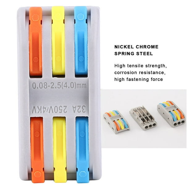 Rápido 20 Piezas 11 ~ 28AWG PCT-2-3 Cable Eléctrico Conector De Cableado Rápido Bloque De Terminales De Conductor