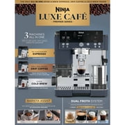 Ninja Luxe Café Premier Espresso Machine & Drip Coffee Maker, Rapid Cold Brew, Integrated Grinder, Assisted Tamper, Hands-Free Frother for Cappuccinos, Lattes, Dairy or Non-Dairy, ES601CY Cyberspace