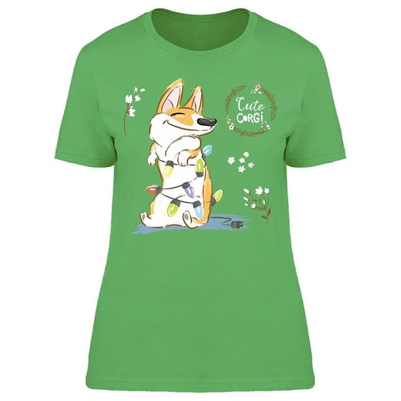 Cute Light Bulb Corgi T-Shirt Women -Image by Shutterstock, Female Large