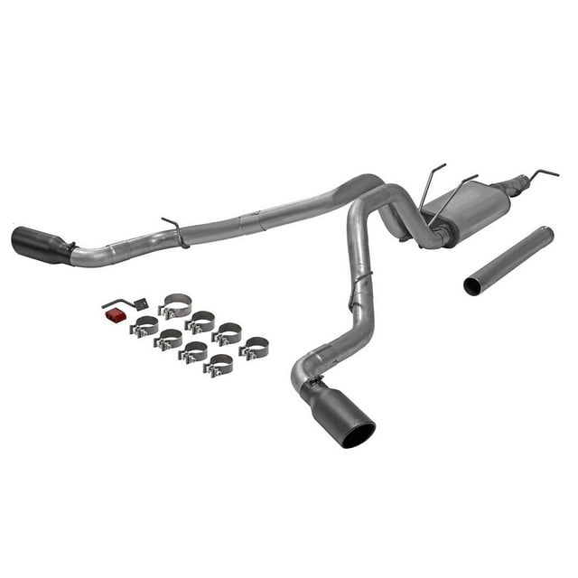 Flowmaster Exhaust System Kit 718100 FlowFX Cat-Back System; 409S Stainless Steel; With Muffler; 3 Inch Tube Diameter; Dual Exhaust With Dual Exit; Dual Side Exit; With Hardware And Hangers