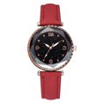 thumbnail image 1 of Reloj de pulsera de cuarzo para mujer con correa de PU delgada y sencilla a la moda, reloj de pulsera informal (rojo), 1 of 4