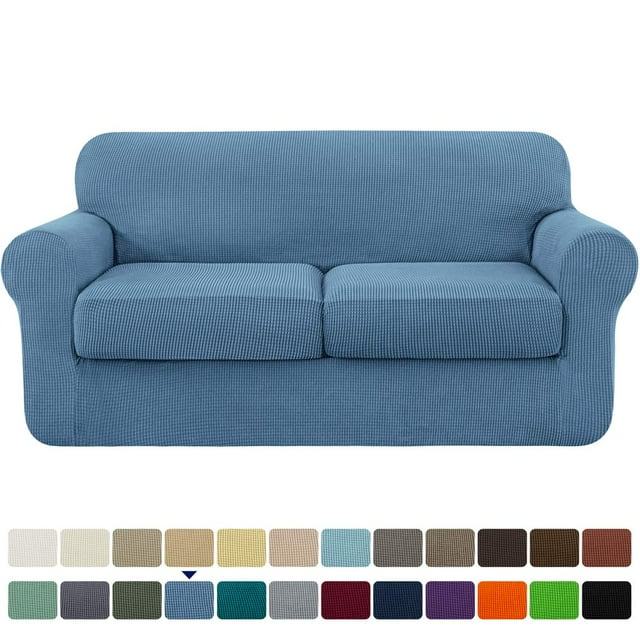2024 Textured Grid Stretch Sofa Cover Couch Slipcover with Separate Cushion Cover(Gray Sofa)