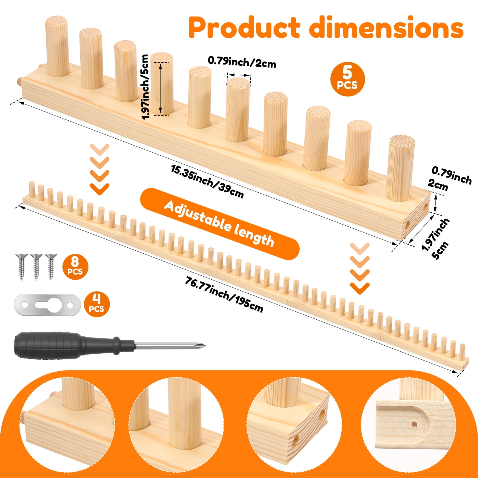 Chunky Blanket Loom Kit,76.77" Wooden Knitting Loom for Blankets,Bulky Blanket Loom Hand Knitting Kit for Beginners