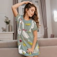 thumbnail image 3 of Kdxio Chemise de Nuit Imprimé Oiseaux de Ferme Mignons pour Femmes Manches Courtes Chemise de Nuit Décontractée Imprimée Robe de Nuit Ample Confortable Pyjama, 3 of 6