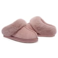 thumbnail image 2 of Comwarm Fuzzy House Slippers for Women Fluffy Memory Foam Suede Slippers with Faux Fur Collar Indoor Outdoor,Pink, 2 of 5