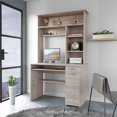 thumbnail image 2 of FM FURNITURE Weston Two Computer Desk with Hutch Light Gray Engineered Wood, 2 of 7