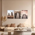 thumbnail image 2 of Nordic Landscape Art Prints 3 Panel Windmill Grass Bridge Lake Wooden Bridge Sunrise Canvas Wall Art Beige Picture Farmhouse Decor (Nature-3, 12.00"x16.00"x3P), 2 of 6