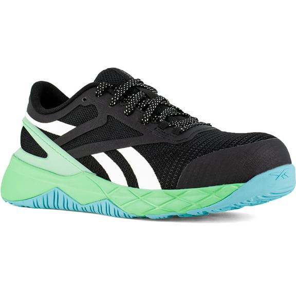 Reebok Work Nanoflex TR Work, Women's, Black/Seafoam Green/White, Comp Toe, EH, Low Athletic, Work Shoe (8.0 W)