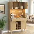 thumbnail image 2 of U_Style-CA 72.2" High Kitchen or Bar Cabinet with Electrical Outlet and LED Light, Wine Bottle Storage with Nine-Grid Wine Rack,Multi-Functional Home Sideboard for Kitchen, Dining Room, and Hallway, 2 of 11