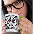 thumbnail image 2 of 3drose, White Peace Symbol on Zebra and Red Word Peace, 15oz Two-tone Green Mug, 2 of 6
