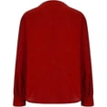 thumbnail image 3 of Satingcolo Linen Button Down Shirt Women Summer Fall Fashion Long Sleeve Gauze Tops Dressy Casual Work Blouse with Pocket Red M, 3 of 6