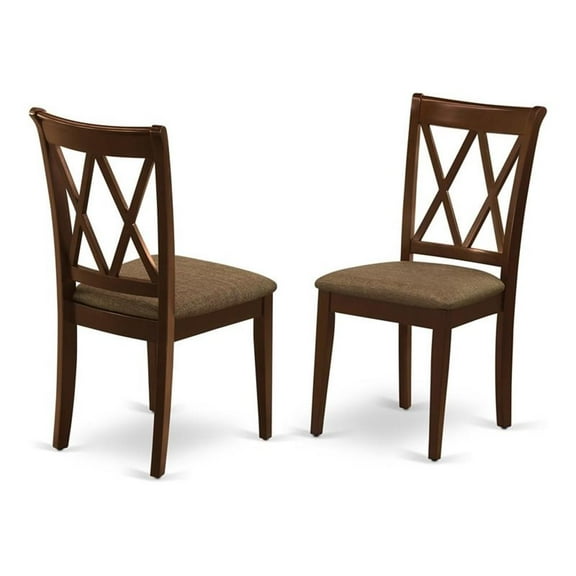 Pemberly Row 38" Fabric Dining Chairs in Mahogany (Set of 2)