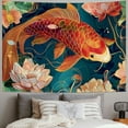 thumbnail image 2 of GOSMITH Koi Fish Tapestry Wall Hanging Lotus Pond Leaf Tapestries Japanese Style Animal Aesthetic Tapestries Red Carp Tapestry for Bedroom Living Room Dorm Painting, 2 of 6