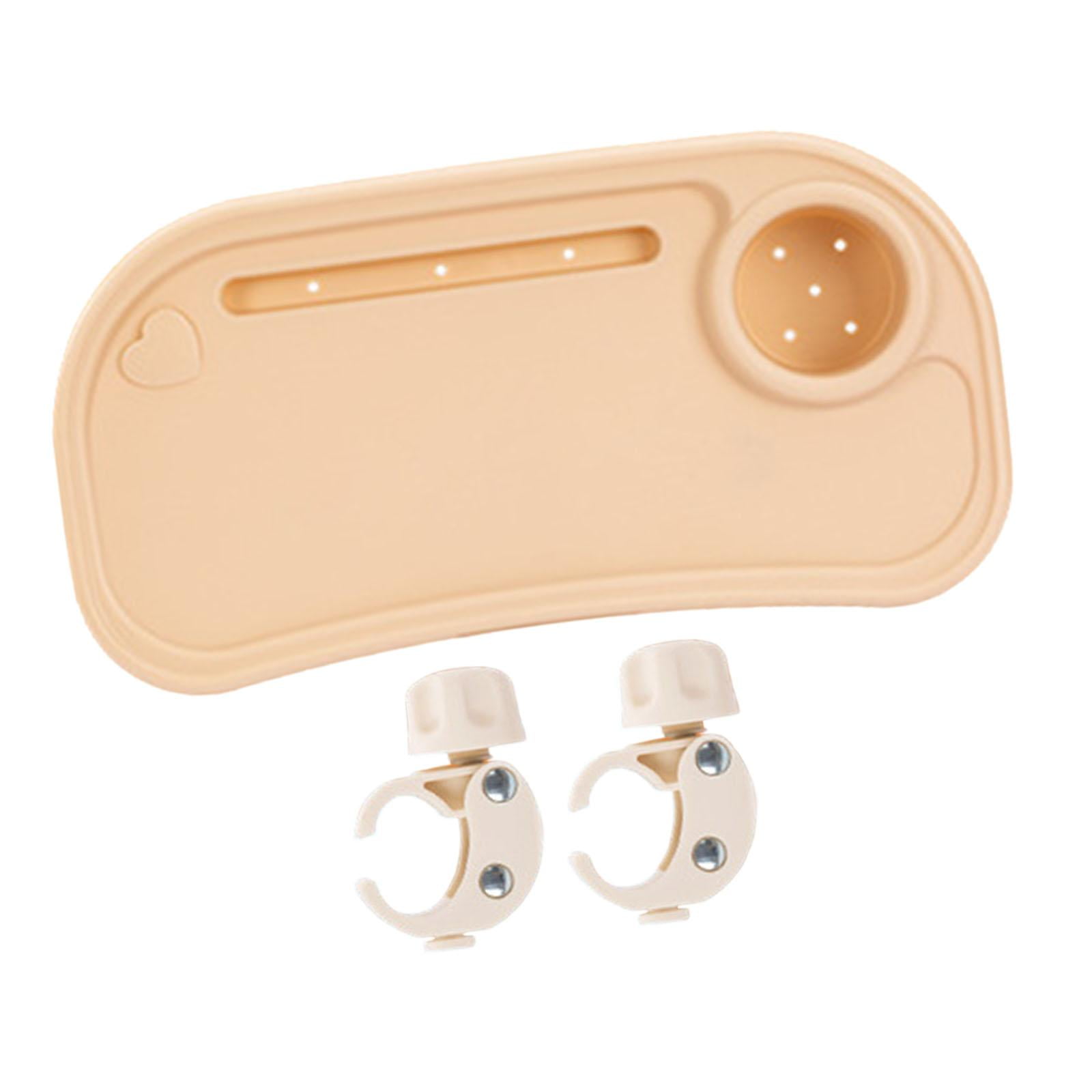 LeeQinersw Universal Stroller Snack Tray Stroller Tray Attachment Easy to Install Non Slip Partition Storage Detachable with Cups Holder Light Orange